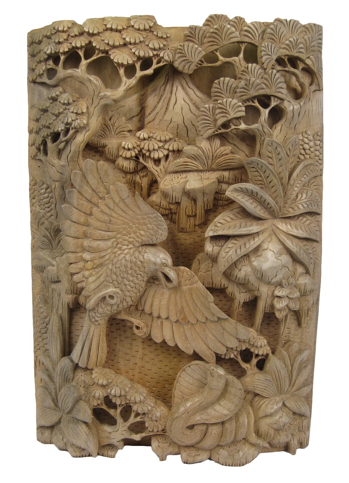 Wooden Handcarved Wall Hanging - Eagle & Cobra 48.5cm