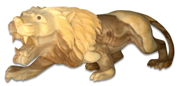 Wooden King Lion - Suar Wood - 155cm