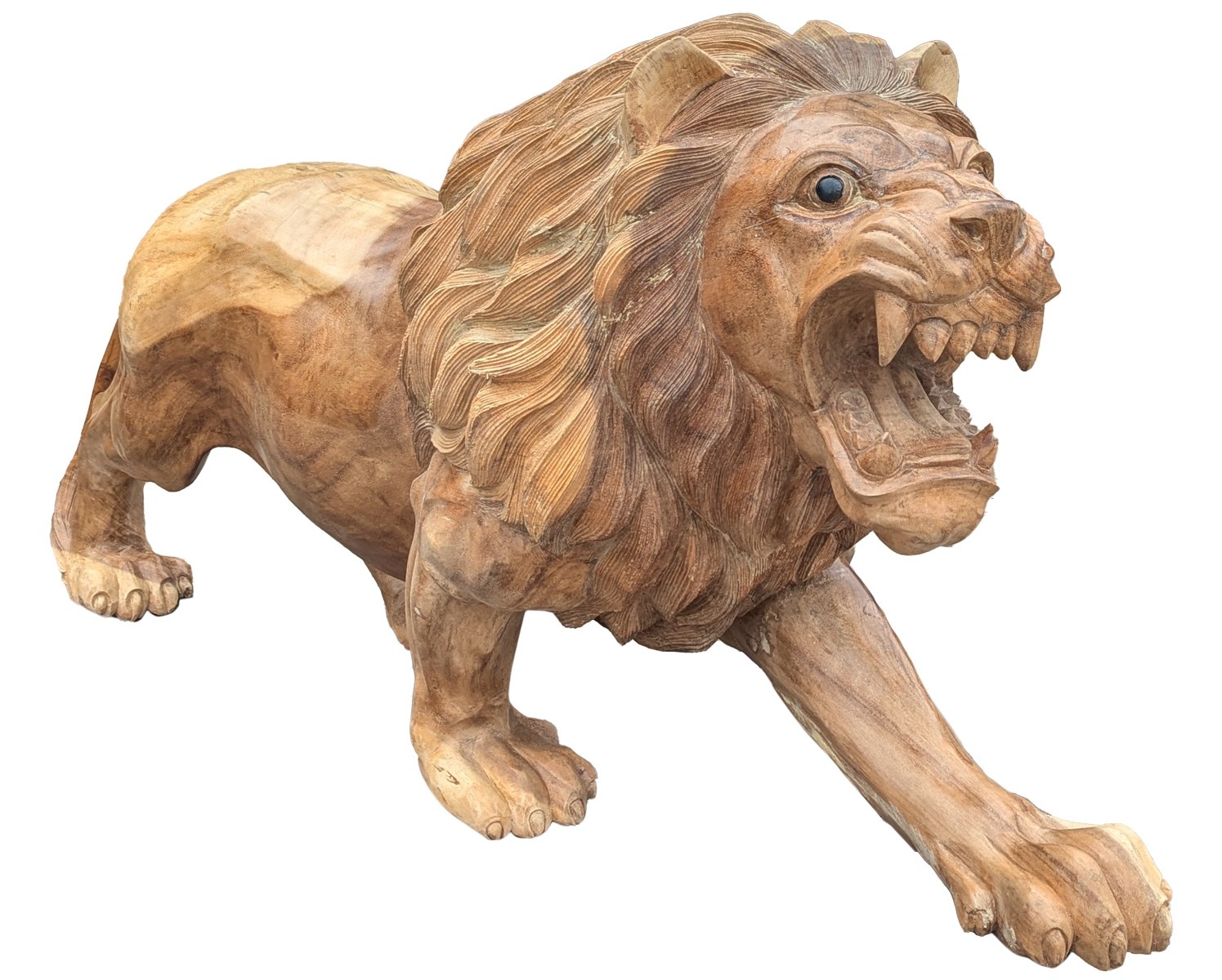 Hand Carved King Lion - Suar Wood - 155cm