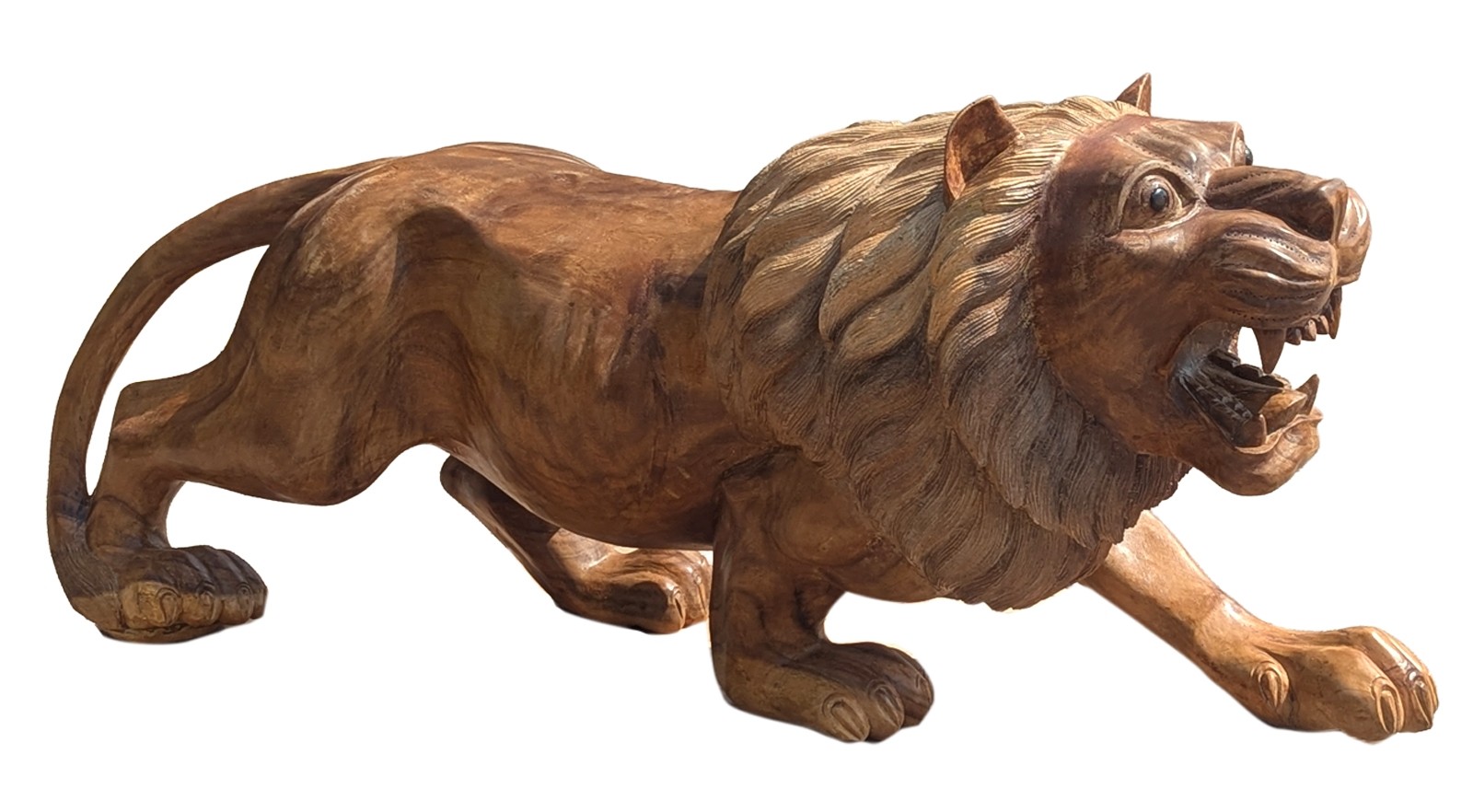 Hand Carved King Lion - Suar Wood - 155cm