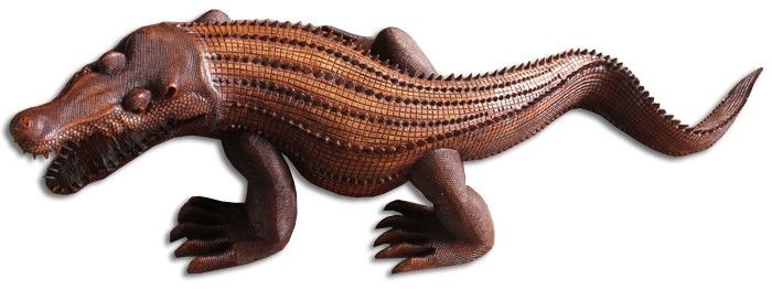 Wooden Crocodile - Brown Polished - Suar Wood - 100cm