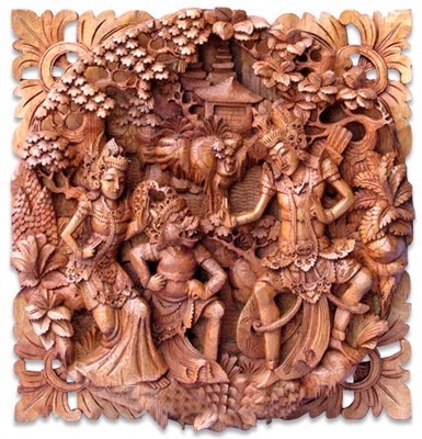 Hand Carved  Wooden Wall Hanging - Suar Wood - 50cm