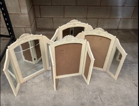 French Country Triple Dressing Table Mirror(Need Glass) JOB LOT OF 4