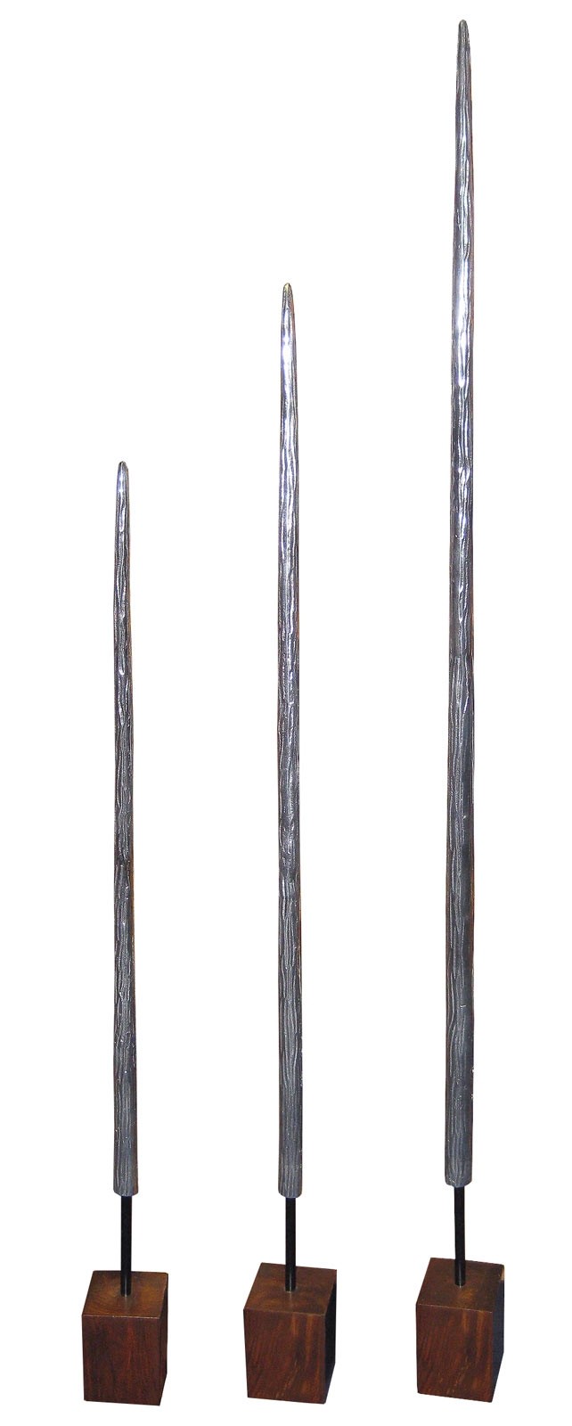Aluminium Set of 3 Spires on Shesham Bases 91.5cm