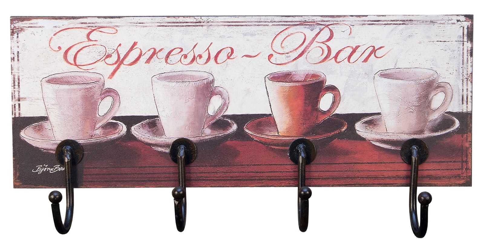40cm Espresso Bar Wall Hanger (4 Hooks) *MIN QTY 6*
