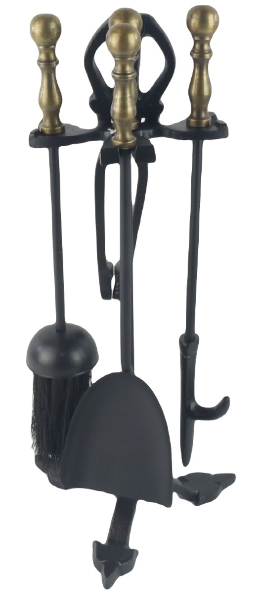 Companion Set - Black, Antique Brass 42cm
