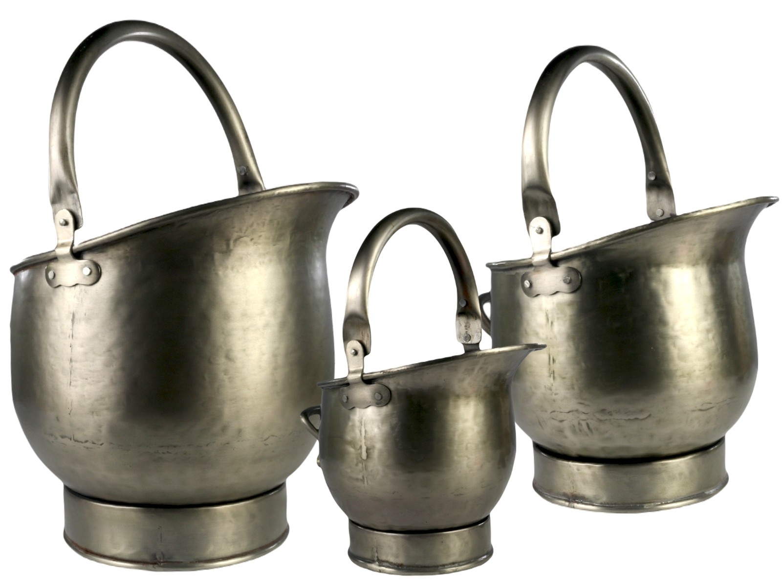 Set of 3 Coal Scuttles Antique Pewter Finish  44cm 
