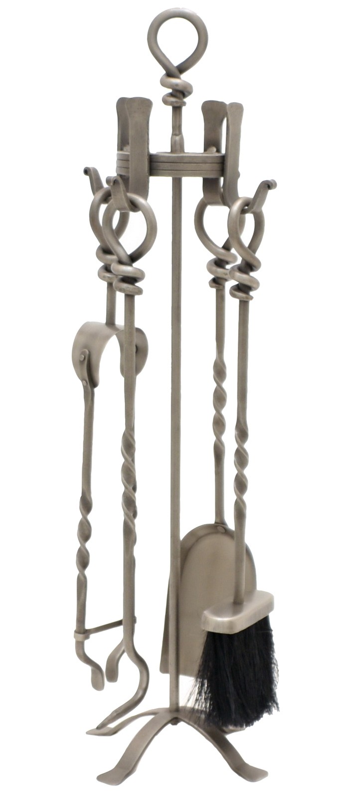 Twist Companion Set On Stand - Pewter Finish 69cm