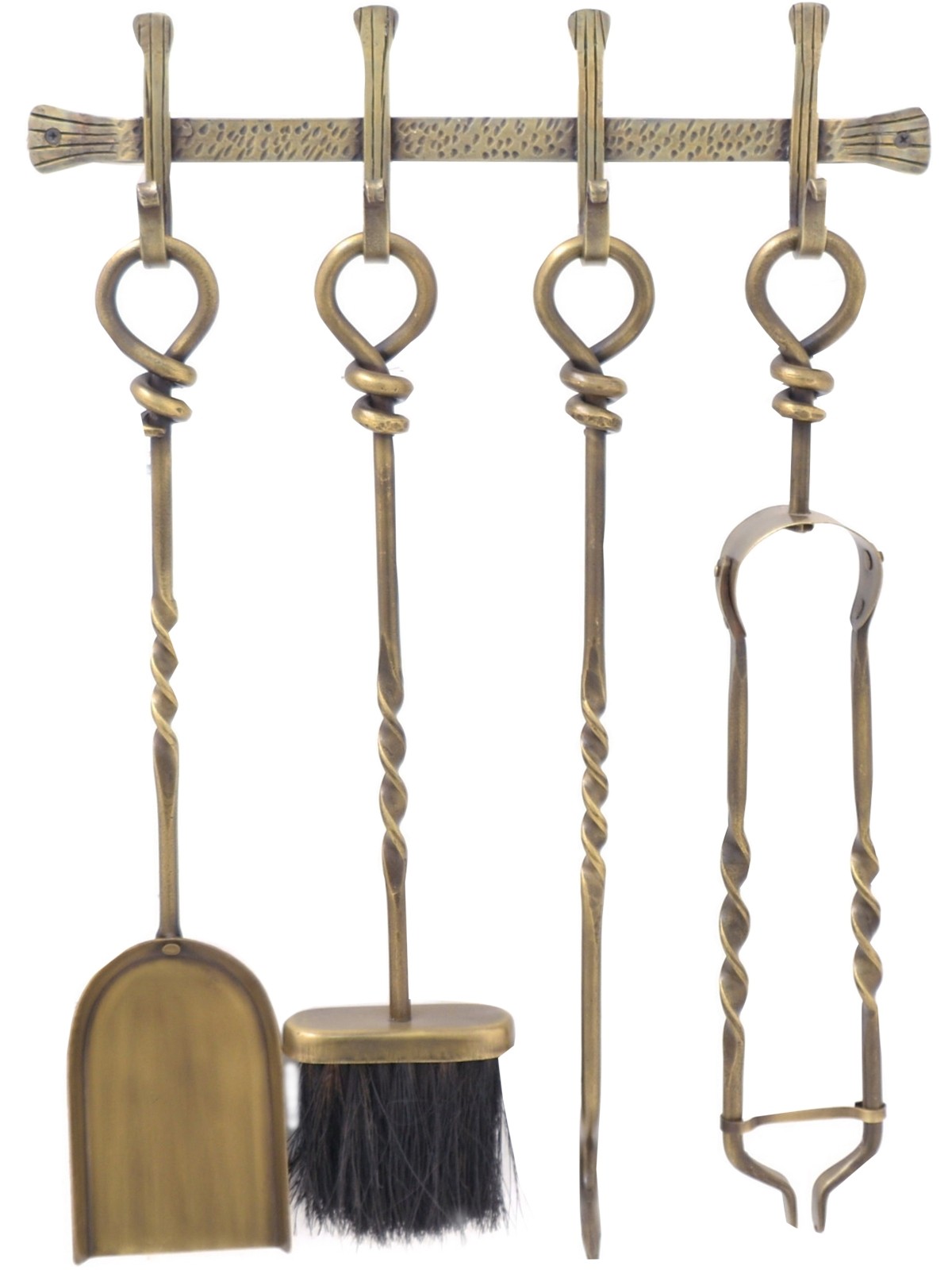Hanging Companion Set Antique Brass 58cm