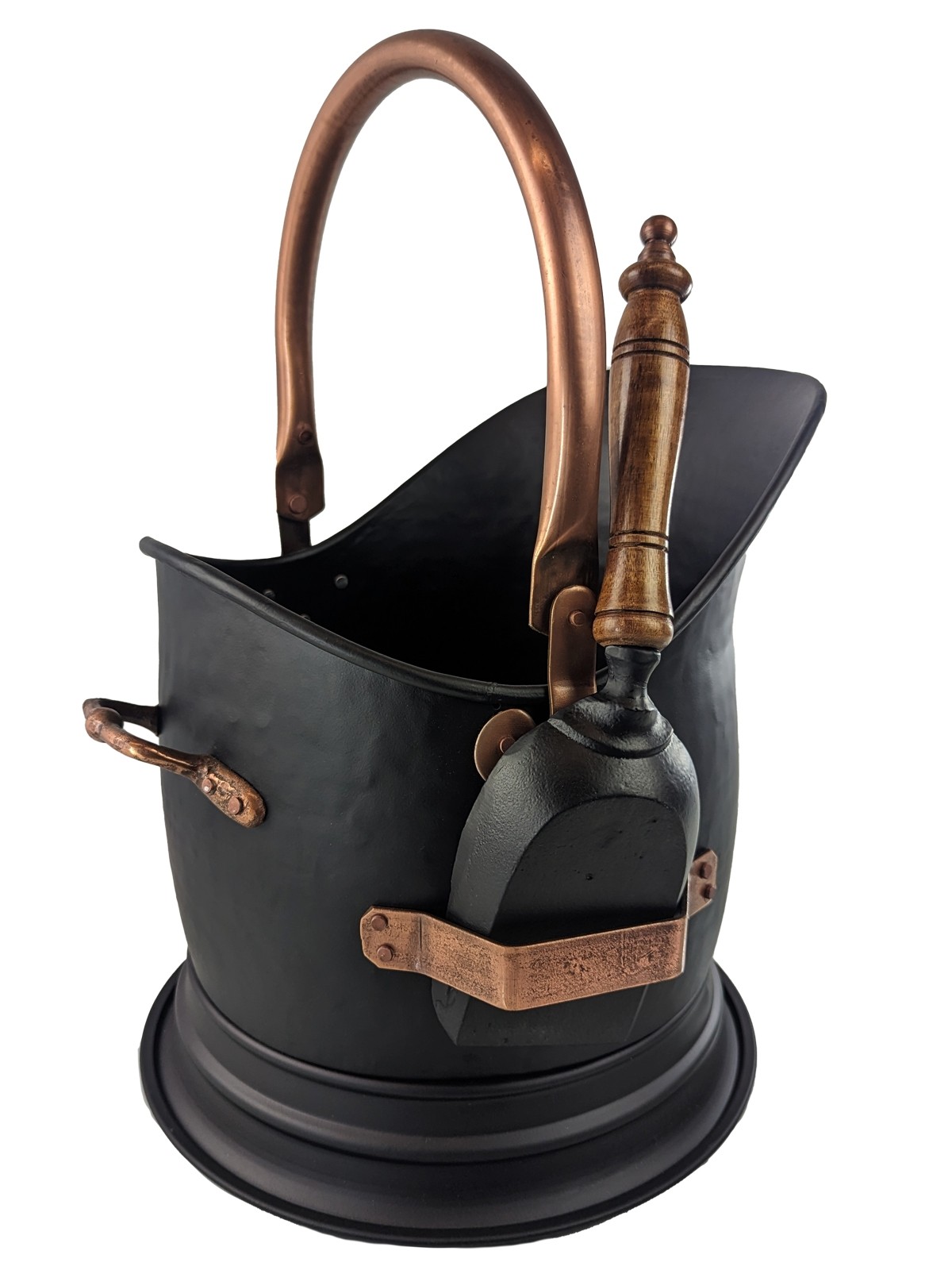 Coal Bucket /Scuttle/ With Shovel - Black And Copper Finish 45cm