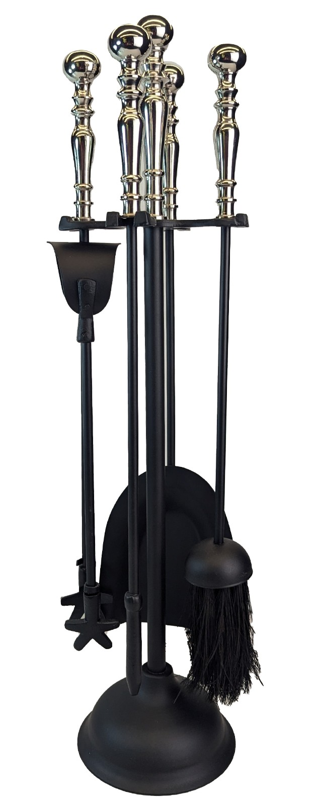 Fire Tool Set - Black With Nickel Tops 60cm