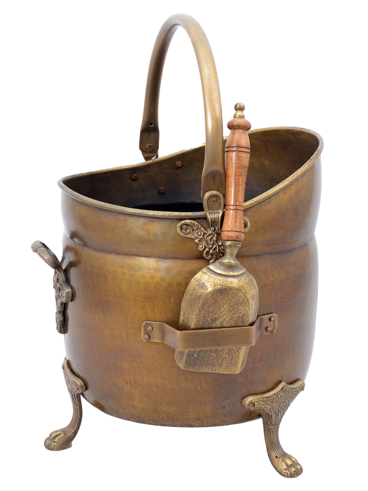 Coal Bucket With Shovel - Antique Brass 57cm