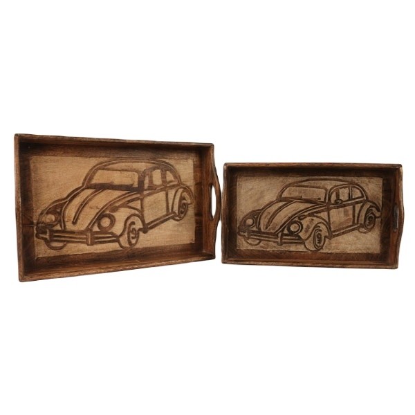 Set Of 2 Retro Car Design Trays 43cm