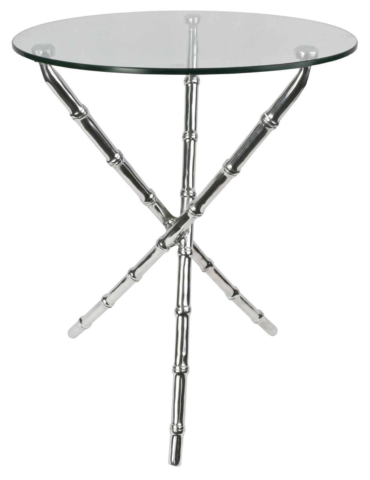 Aluminium Bamboo Table Glass Top 64.2cm