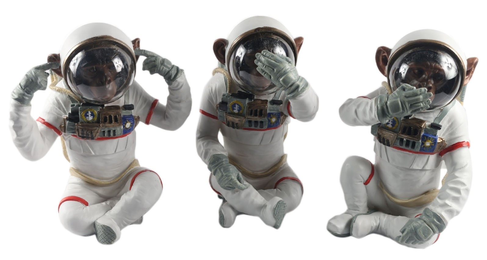 Set 3 Monkey Astronauts - Hear Speak, & See No Evil - 33cm  ** Ex-Display **