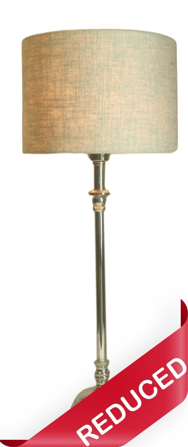 Table Lamp Nickel Base with Shade 62cm