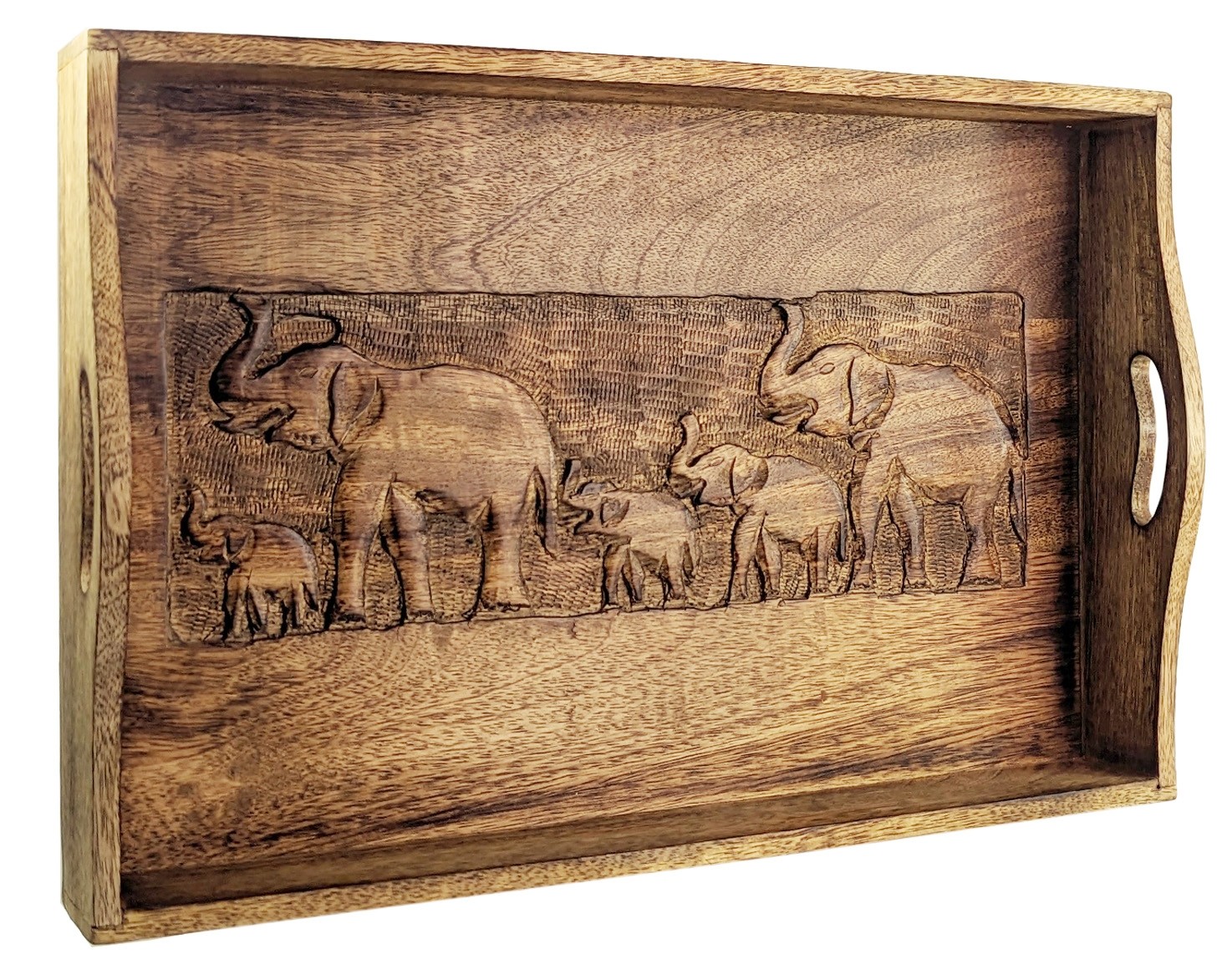 Wooden Elephant Design Tray 45.5cm