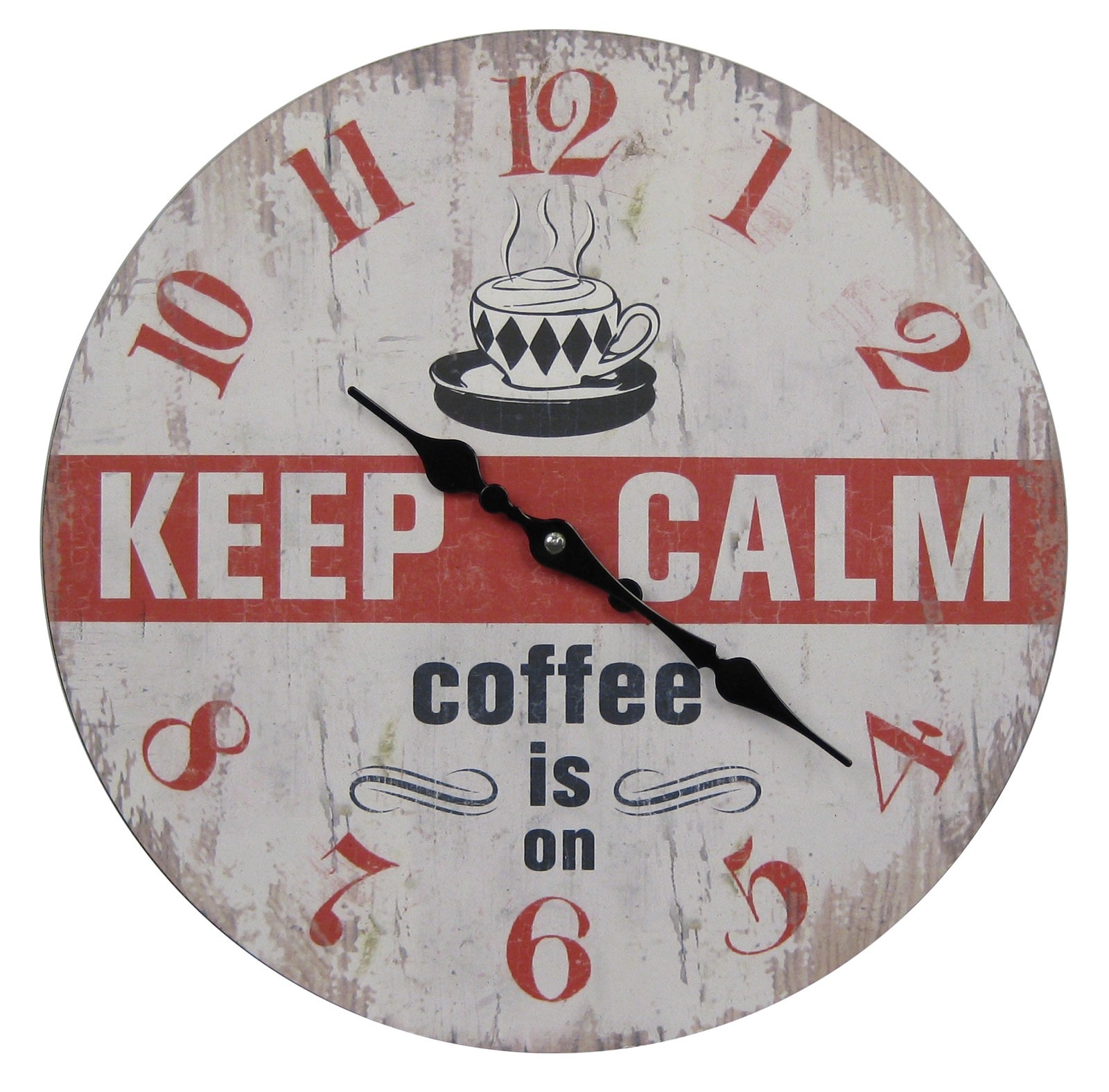 Wooden Clock - Keep Calm Coffee is On 33cm