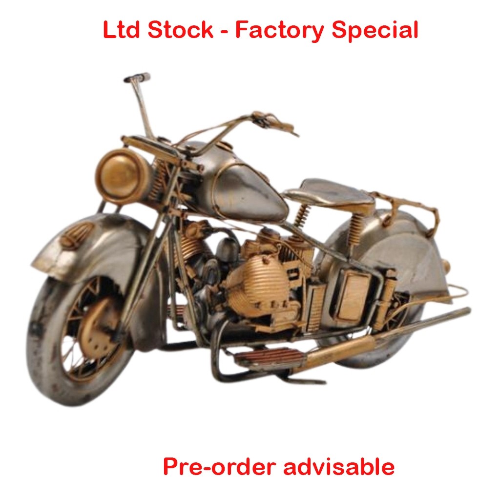 34cm Bare Metal Motorbike With Copper Highlights  - PRE-ORDER