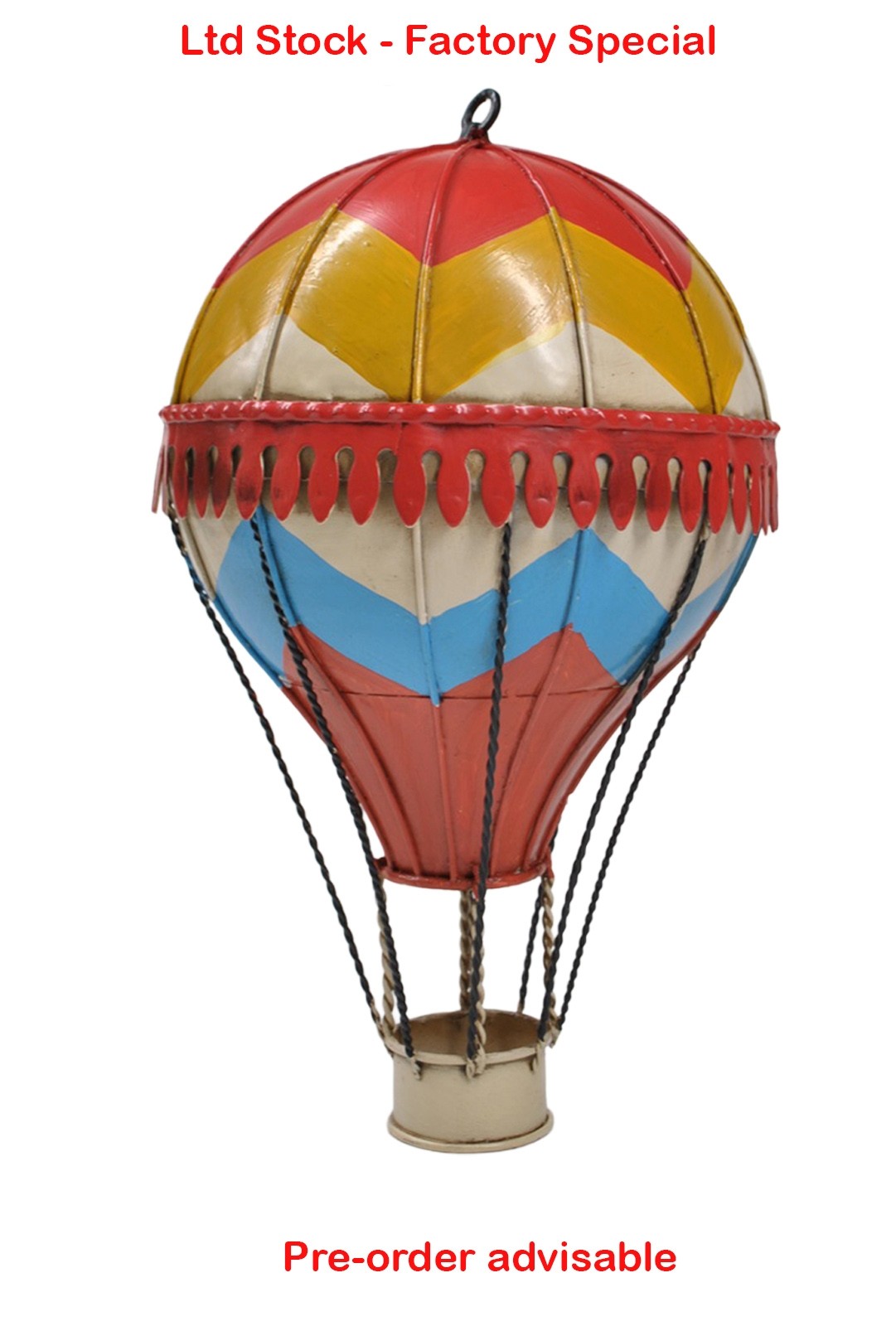 20cm Red, Blue and Yellow Mongolfier Balloon - PRE-ORDER