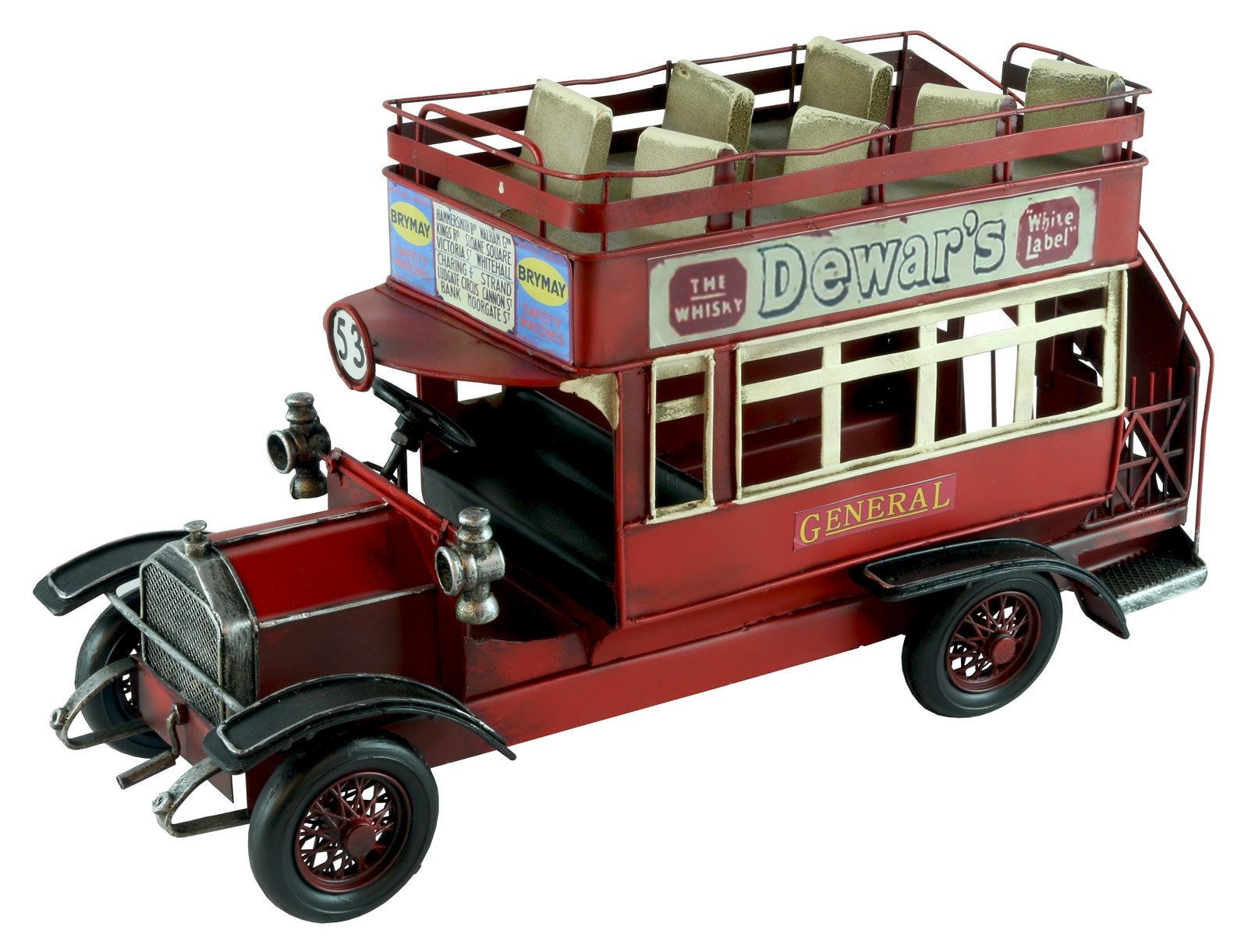 Vintage Red Open Top Bus - 33cm