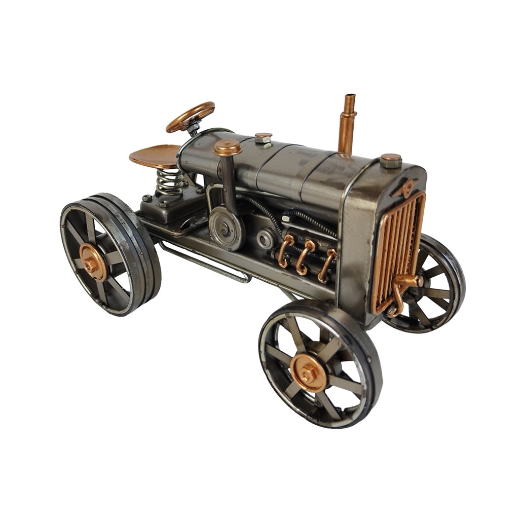 Polished Metal Vintage Tractor - 21cm