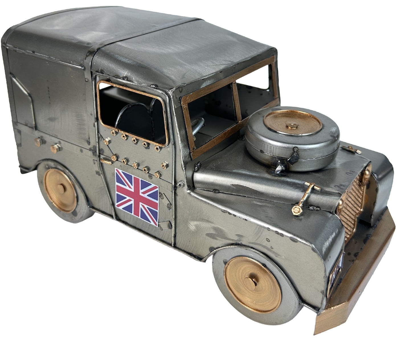 Union Jack  Polished Metal Off-Roader 4X4  - 28cm