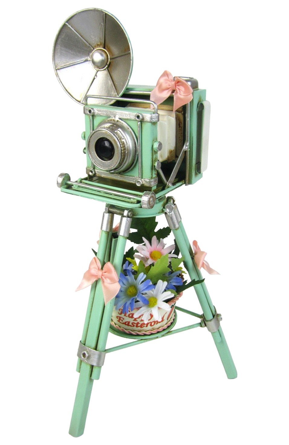 Vintage Camera Tripod Floral Décor - 34cm