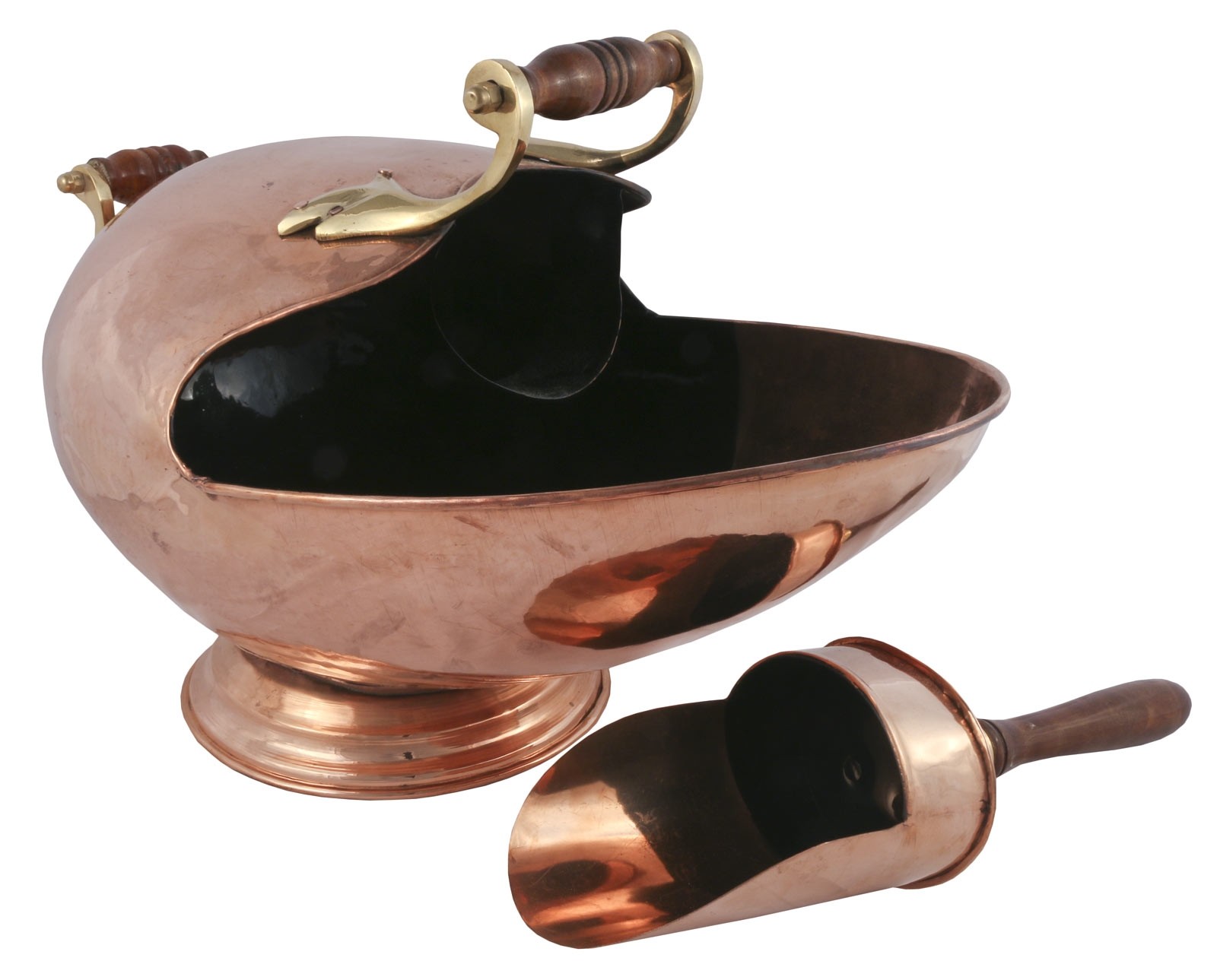 Solid Copper Fish Mouth Scuttle 48cm
