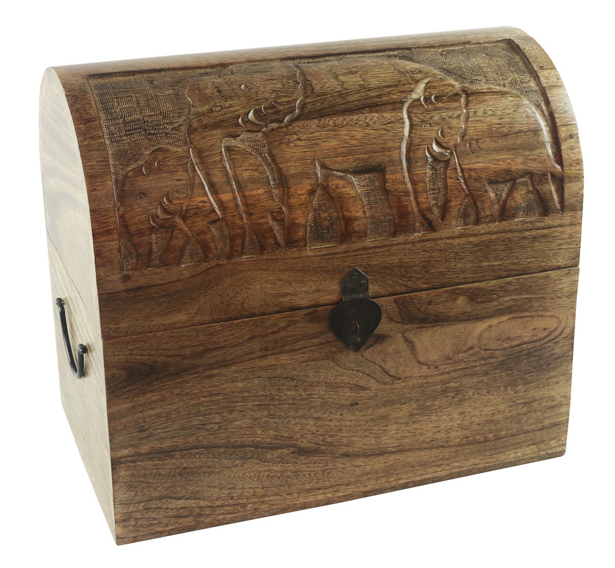 40.5cm Mango Wood Elephant Design Wine Box (Holds 6)