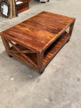 Acacia Lisbon Coffee Table On Wheels( Refurbished)