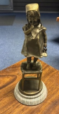 Girl Standing on Stool Marble Base  