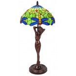 Dragonfly Tiffany Lamp With Lady Base 52cm With 33 Dia 
