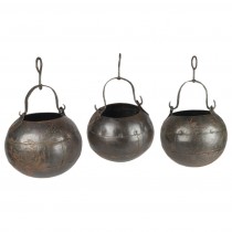 Set of 3 Hanging Rusty Metal Pots