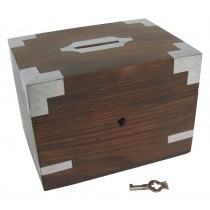 Sheesham Wood Money Box with Key 14cm