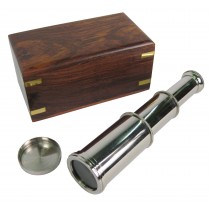 Mini Telescope In Box Sheesham Wood - 12cm