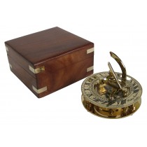 Sundial Compass With Box Sheesham Wood 10.4cm