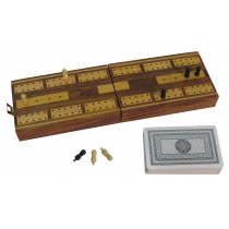 Sheesham Wood Cribbage Board/Box with Cards/Pegs 12.8cm