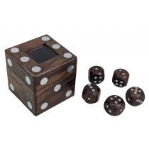 Dice Box with 5 Dice Sheesham Wood - 8cm