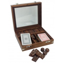 Double Card, Dice & Domino Box (Glass Lid) 20cm
