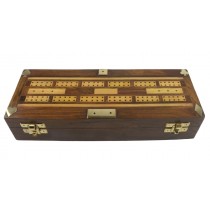 Sheesham Wood Multi Game Set - Cribbage, Dominos, Dice & Cards 25cm