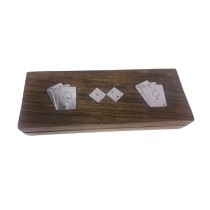 Sheesham Wood Double Card Box with Dice (2 packs of cards) 24cm
