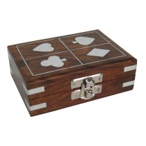 Single Card Box With Cards Sheesham Wood - 11cm