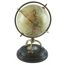 Globe On Wooden Base  with Compass 24cm