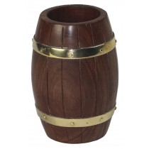 Wooden Barrel Pen Holder 10cm