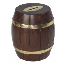 Wooden Barrel Money Box 11.5cm