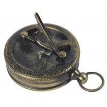 Pocket Sundial & Compass in Brass - 8.2cm