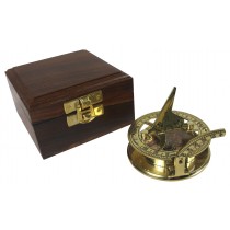 Sundial Compass with Wooden Box 9cm