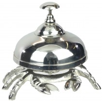 Brass Desk Bell Crab Nickel Plated - 11cm