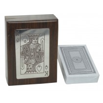 Single Cards Box (King) - Sheesham Wood / Nickel Plated - 11cm 